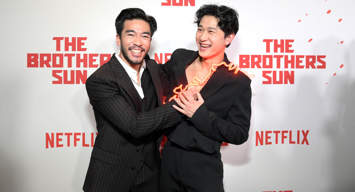 Justin Chien and Sam Song Li attend Netflix's 'The Brothers Sun' Los Angeles Premiere at Netflix Tudum Theater on January 04, 2024 in Los Angeles, California.