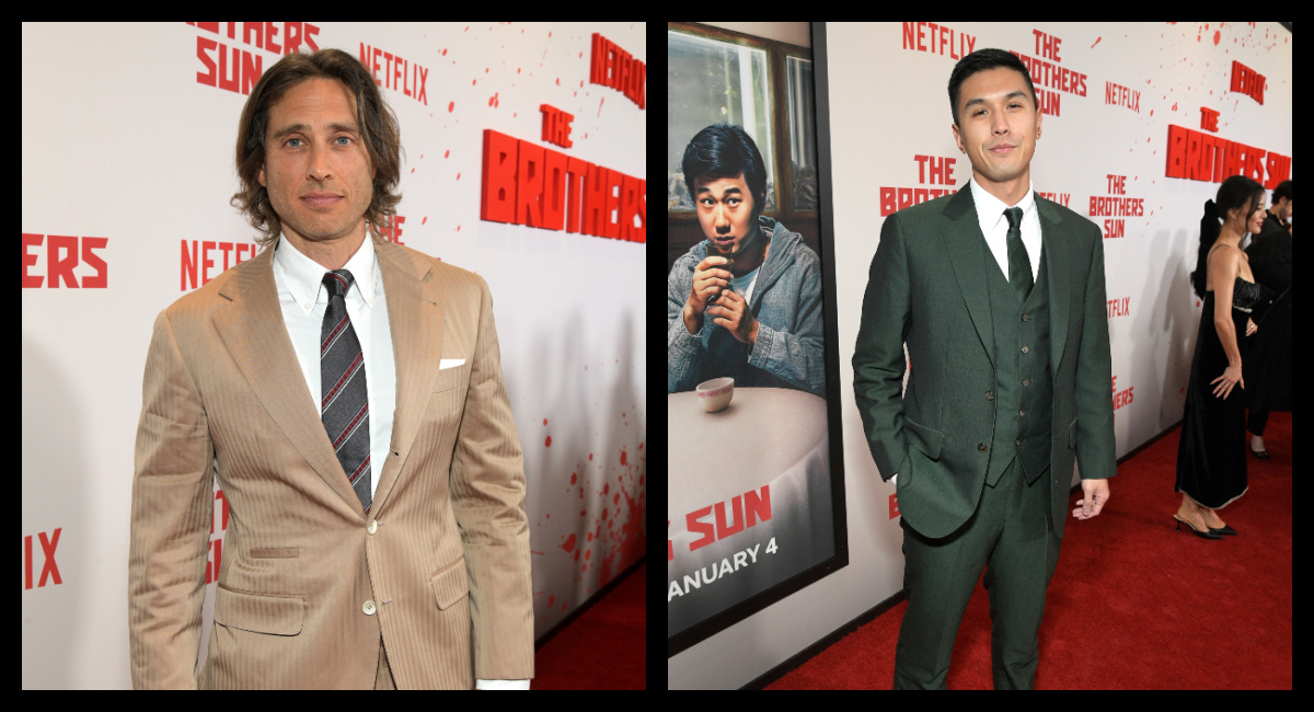 (Left) Brad Falchuk attends Netflix's 'The Brothers Sun' Los Angeles Premiere at Netflix Tudum Theater on January 04, 2024 in Los Angeles, California. Photo by Charley Gallay/Getty Images for Netflix. (Right) Byron Wu attends Netflix's 'The Brothers Sun' Los Angeles Premiere at Netflix Tudum Theater on January 04, 2024 in Los Angeles, California. Photo by Charley Gallay/Getty Images for Netflix.