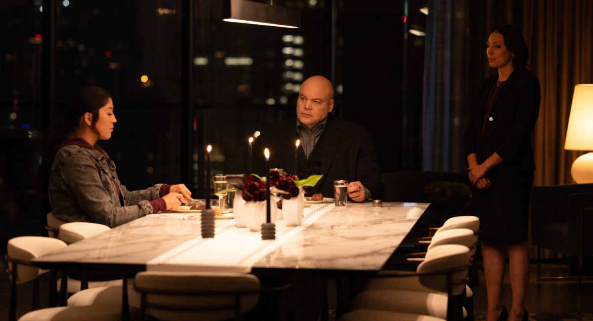 Alaqua Cox as Maya Lopez and Vincent D'Onofrio as Wilson Fisk/Kingpin in Marvel Studios' 'Echo,' releasing on Hulu and Disney+.