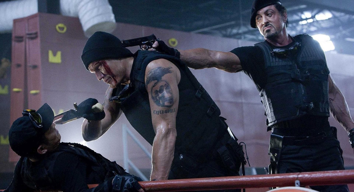 Jet Li, Dolph Lundgren and Sylvester Stallone in 'The Expendables 2.'