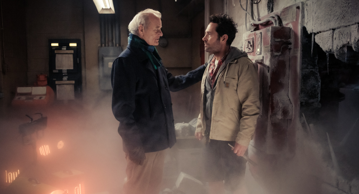 Bill Murray and Paul Rudd on the set of Columbia Pictures’ 'Ghostbusters: Frozen Empire.'