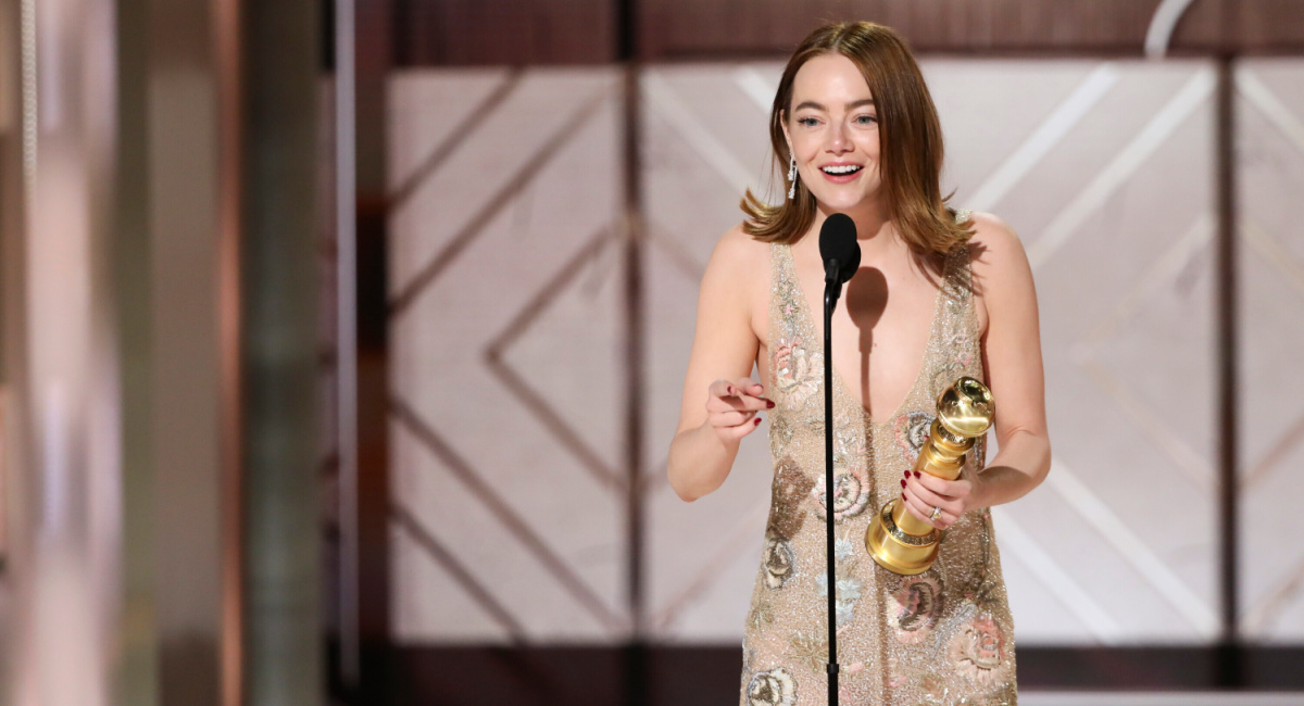 Emma Stone at the 81st Annual Golden Globe Awards, airing live from the Beverly Hilton in Beverly Hills, California on Sunday, January 7, 2024, at 8 PM ET/5 PM PT, on CBS and streaming on Paramount+.