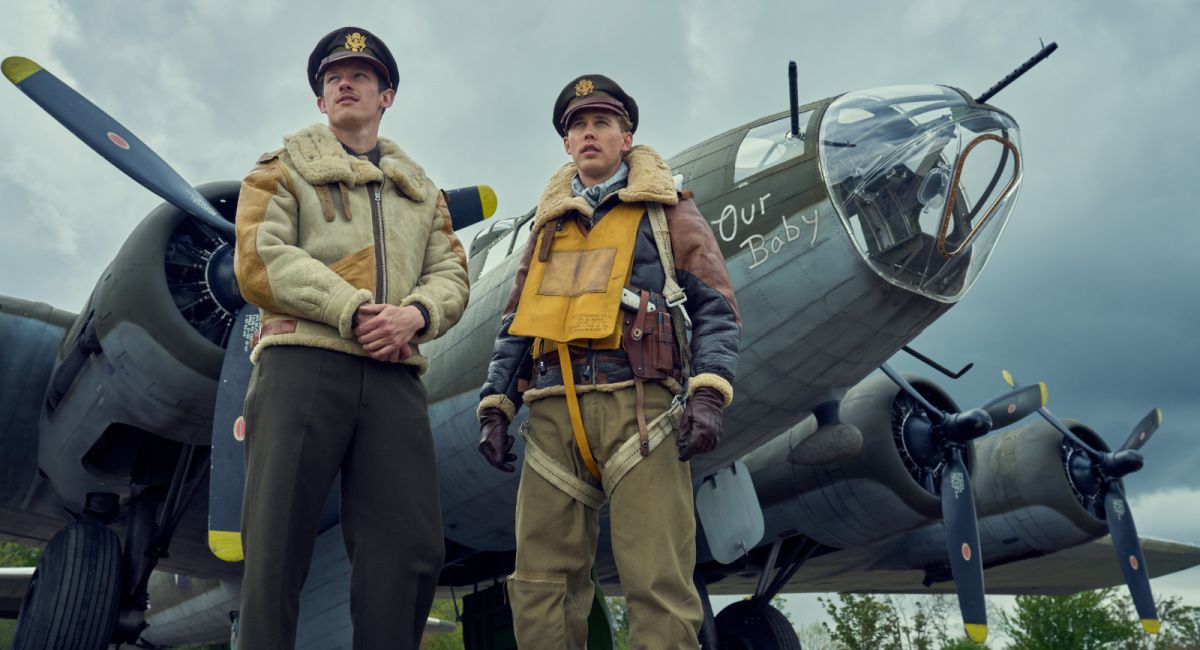 Callum Turner and Austin Butler in 'Masters of the Air,' premiering January 26, 2024 on Apple TV+.