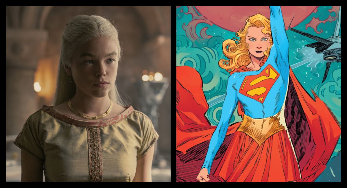 (Left) Milly Alcock in 'House of the Dragon.' Photo: Ollie Upton / HBO. (Right) DC Comics' Supergirl from writer Tom King's 'Supergirl: Woman of Tomorrow.' Photo courtesy of DC.com.