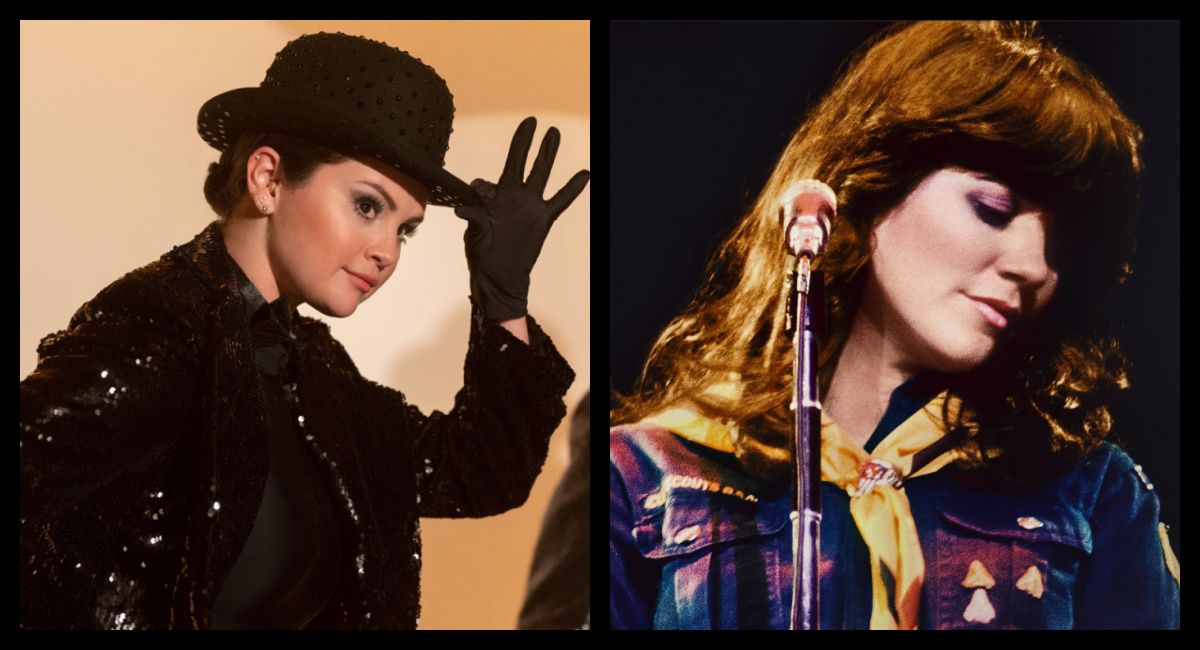 (Left) Selena Gomez as Mabel on Hulu's 'Only Murders In The Building.' Photo: Craig Blankenhorn/Hulu. (Right) Linda Ronstadt in the documentary 'Linda Ronstadt: The Sound of My Voice.' Photo: Greenwich Entertainment.