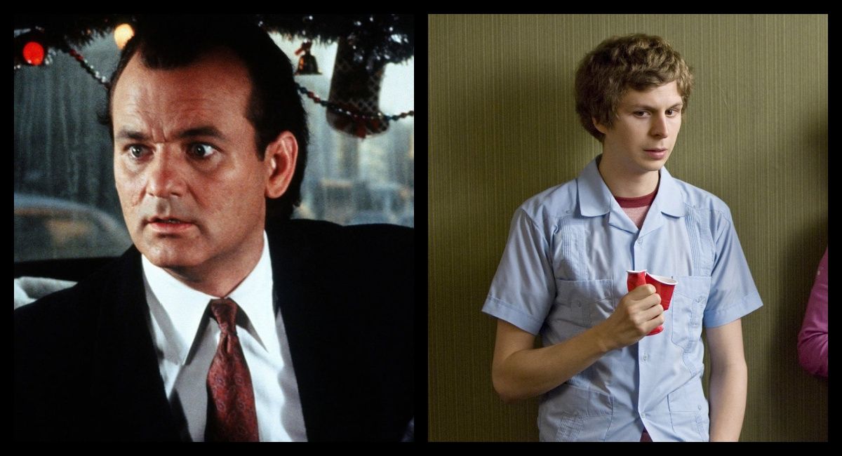 (Left) Bill Murray as Frank Cross in 'Scrooged.' Photo: Paramount Pictures. (Right) Michael Cera in 'Scott Pilgrim vs. the World.' Photo Universal Pictures.