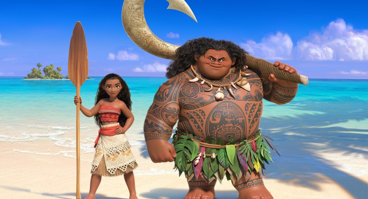 Auli'i Cravalho as the voice of Moana and Dwayne Johnson as the voice of Maui in 'Moana.'
