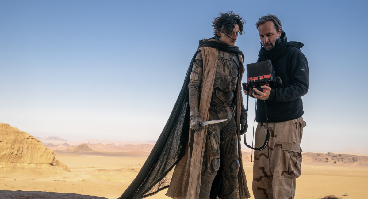 Timothee Chalamet and Director/Writer/Producer Denis Villeneuve on the set of Warner Bros. Pictures and Legendary Pictures’ action adventure 'Dune: Part Two,' a Warner Bros. Pictures release.