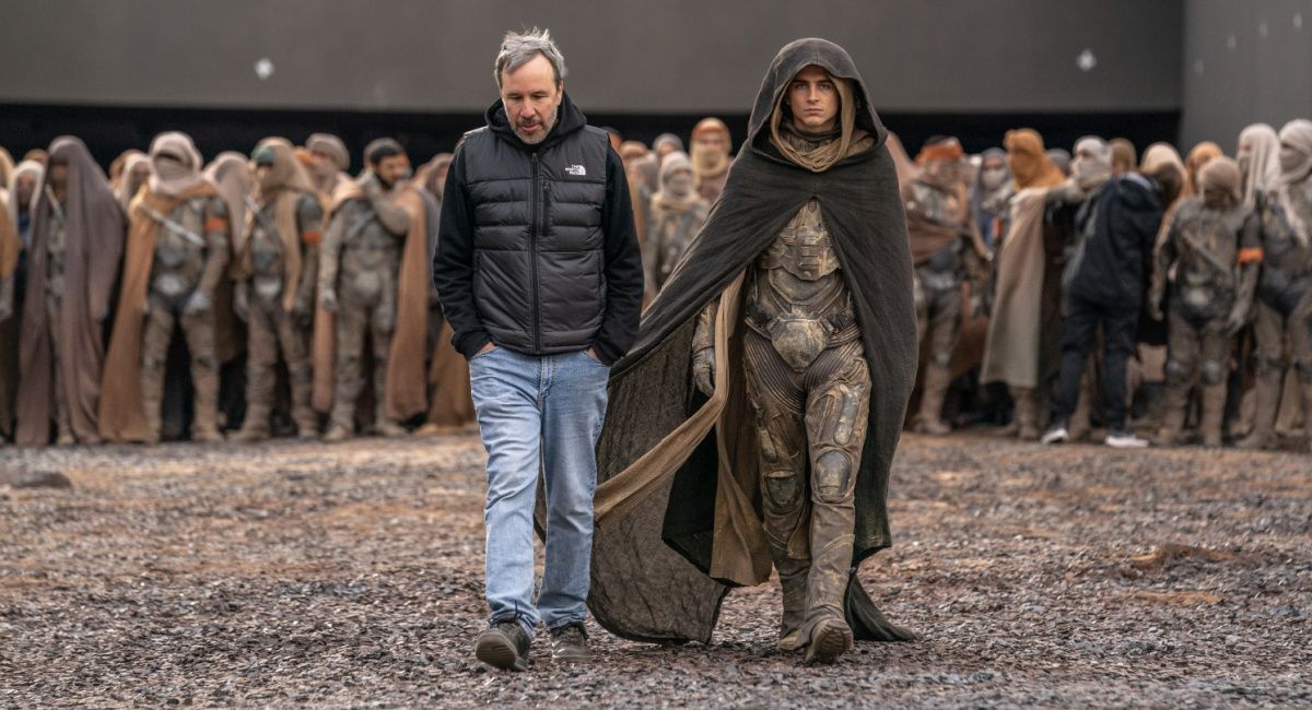 Director/Writer/Producer Denis Villeneuve and Timothee Chalamet on the set of Warner Bros. Pictures and Legendary Pictures’ action adventure 'Dune: Part Two,' a Warner Bros. Pictures release.