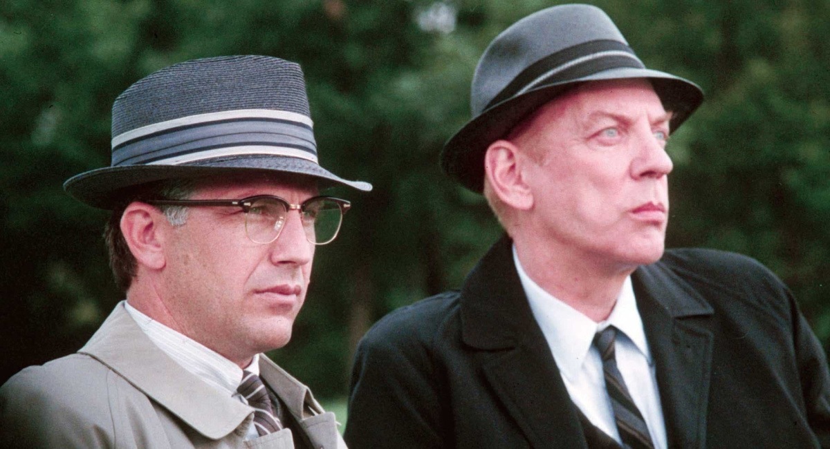 Kevin Costner and Donald Sutherland in 'JFK.'