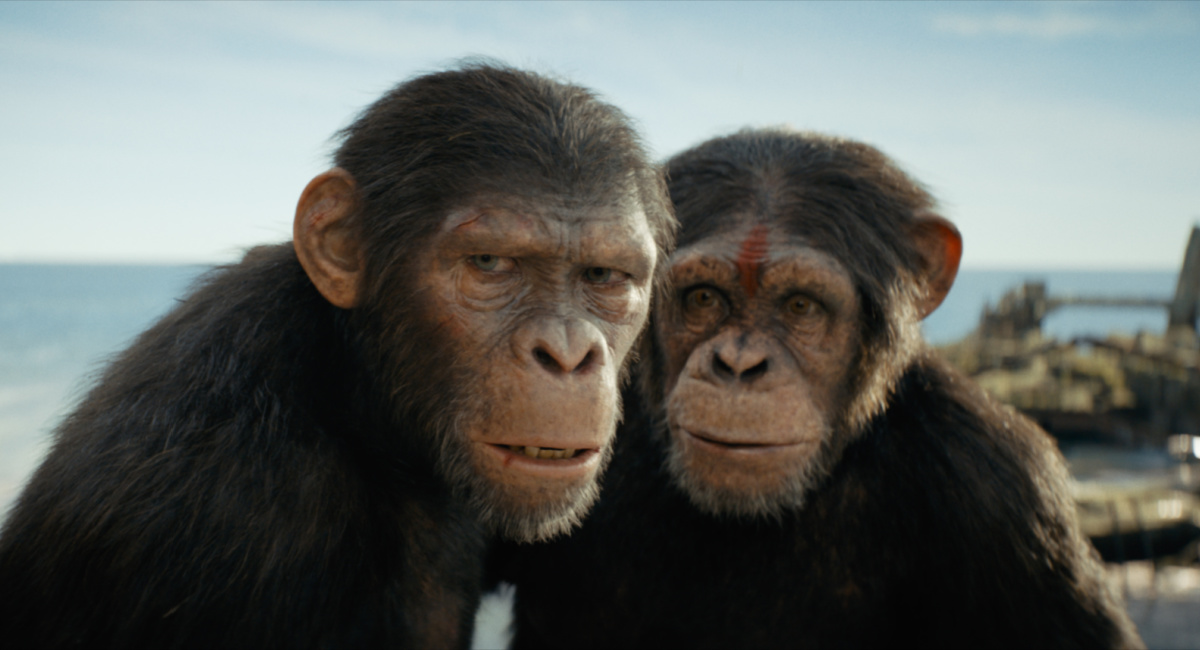 Noa (played by Owen Teague) and Dar (played by Sara Wiseman) in 20th Century Studios' 'Kingdom of the Planet of the Apes.'
