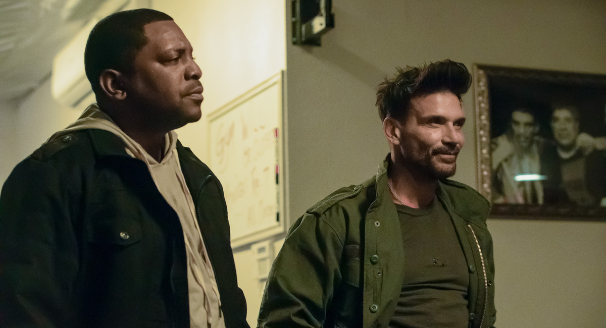 Mekhi Phifer as “Max Bomer” and Frank Grillo as “Michael ‘Duffy’ Duffield” in the action/thriller, 'Lights Out,' a Quiver Distribution release.