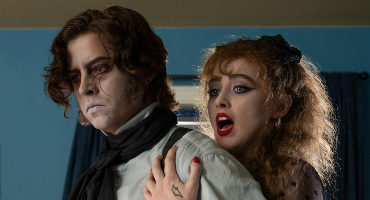 Cole Sprouse stars as The Creature and Kathryn Newton as Lisa Swallows in 'Lisa Frankenstein,' a Focus Features release.