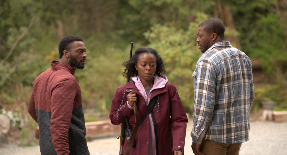 Aldis Hodge, Danielle Deadwyler and Edwin Hodge in 'Parallel.'