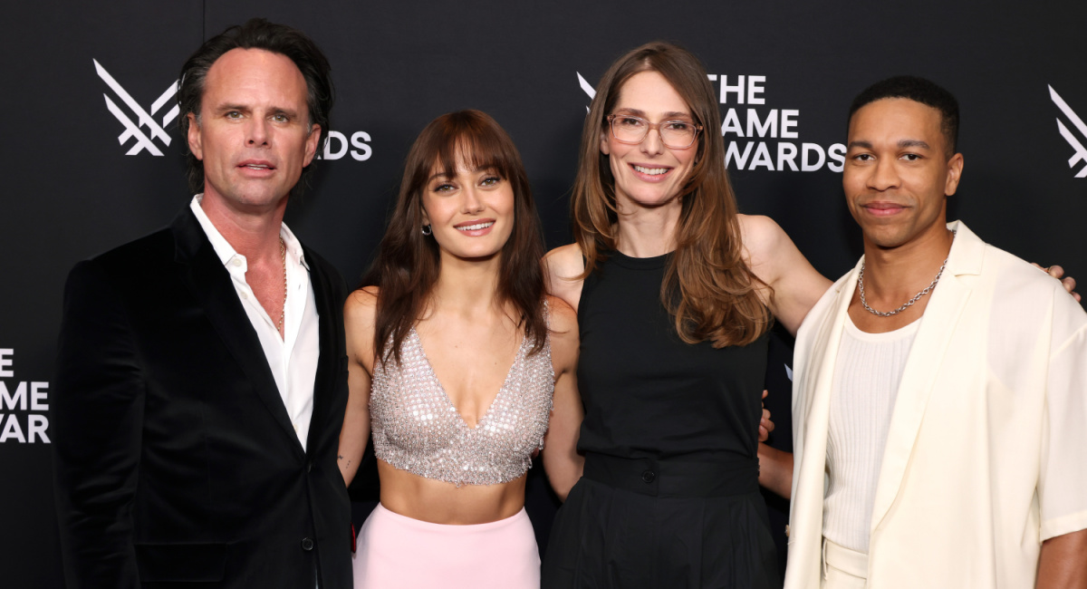 Actors Walton Goggins, Ella Purnell, Co-Showrunner Geneva Robertson-Dworet, and Actor Aaron Moten attends 'Fallout' Cast and Creators Presentation at The Game Awards at Peacock Theater on December 07, 2023 in Los Angeles, California.