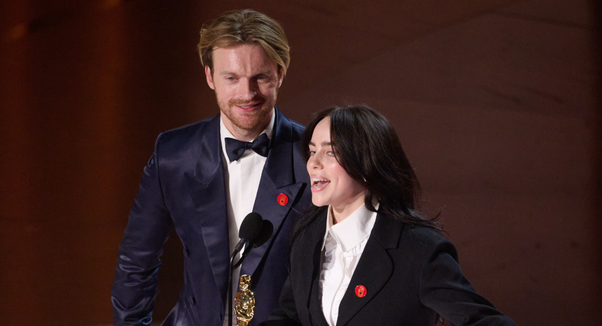 (L to R) Finneas O'Connell and Billie Eilish accept the Oscar® for Original Song during the live ABC telecast of the 96th Oscars® at the Dolby® Theatre at Ovation Hollywood on Sunday, March 10, 2024. Credit/Provider: Phil McCarten ©A.M.P.A.S. Copyright: ©A.M.P.A.S.