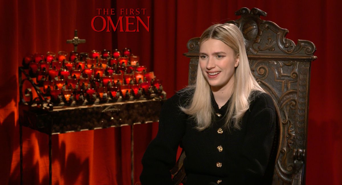 Nell Tiger Free Talks 'The First Omen'.