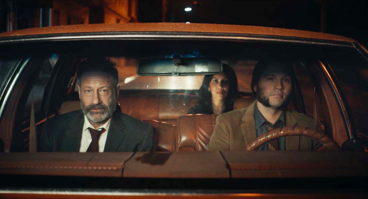 David Duchovny, Stephanie Beatriz and Logan Marshall-Green in 'Bucky F*cking Dent'.