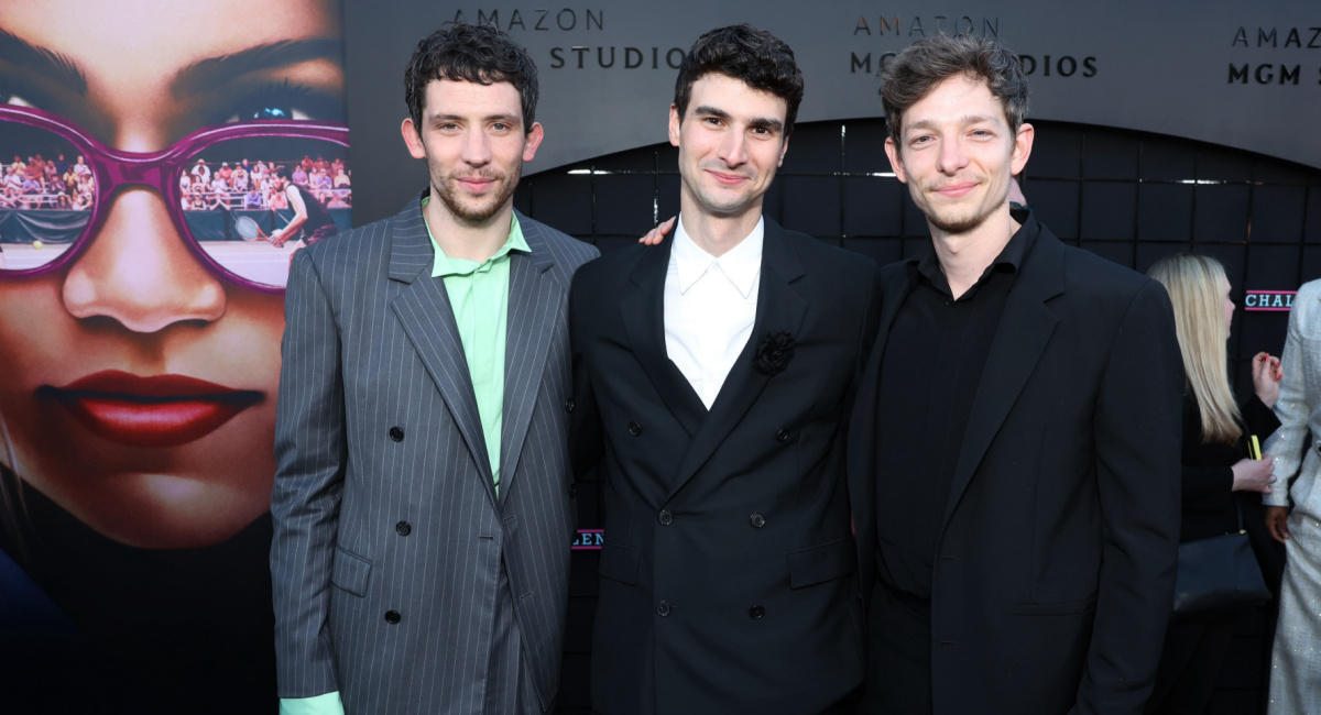 Josh O'Connor, writer Justin Kuritzkes and Mike Faist attend the Los Angeles Premiere of Amazon MGM Studios' 'Challengers' at Regency Village Theatre on April 16, 2024 in Los Angeles, California.