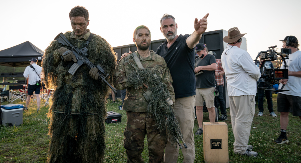 Director Alex Garland on the set of 'Civil War.'