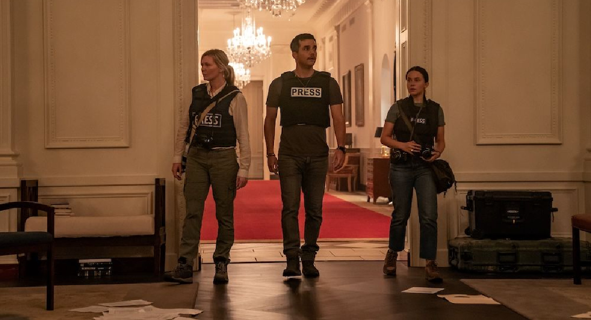Kirsten Dunst, Wagner Moura and Cailee Spaeny in 'Civil War.'