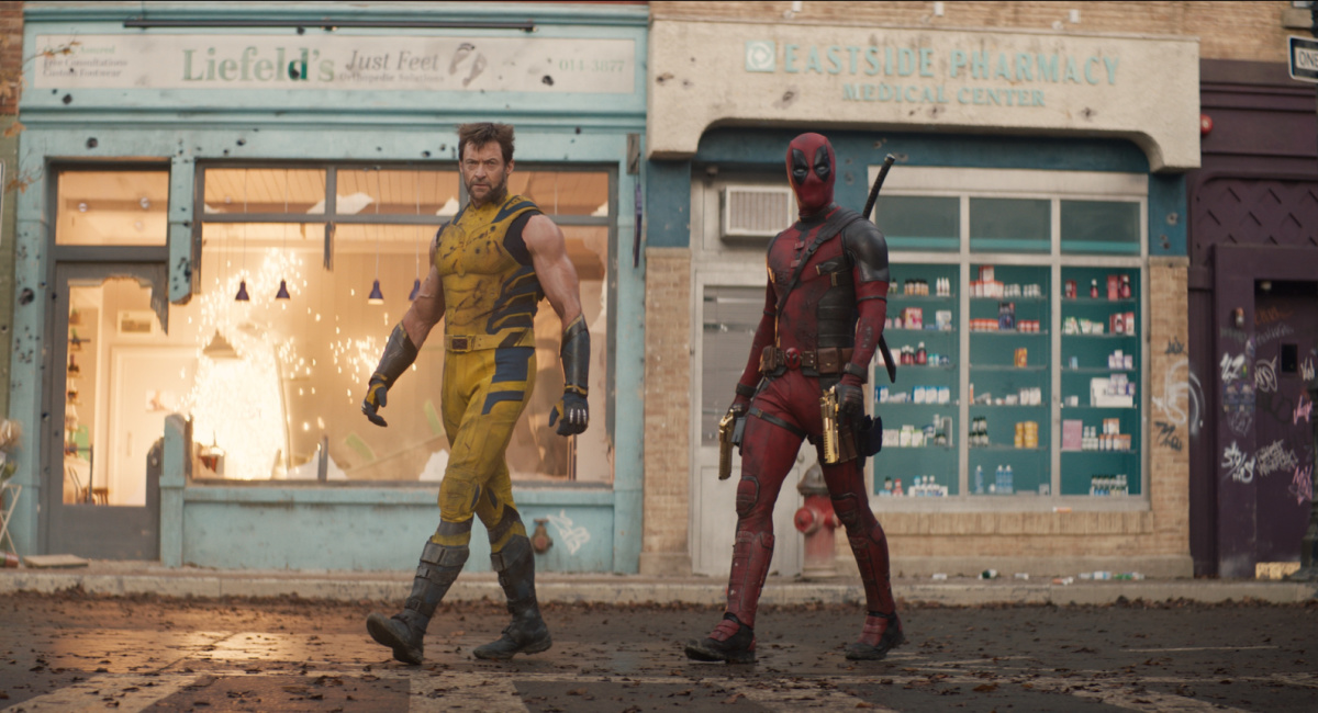 Hugh Jackman as Wolverine/Logan and Ryan Reynolds as Deadpool/Wade Wilson in 'Deadpool & Wolverine' from 20th Century Studios/Marvel Studios.