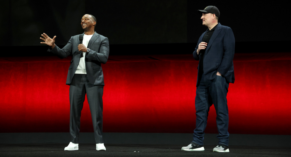 Anthony Mackie and Marvel Studios' Kevin Feige at Disney's 2024 CinemaCon Presentation.