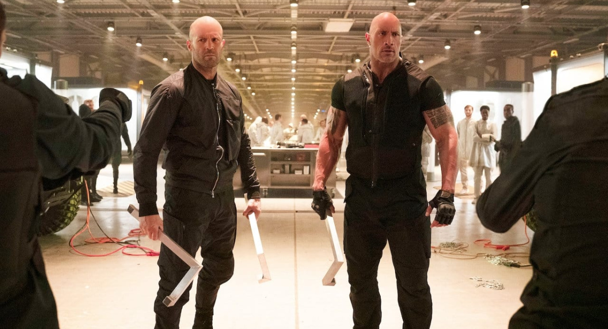 Jason Statham and Dwayne Johnson in 'Fast & Furious Presents: Hobbs & Shaw.'