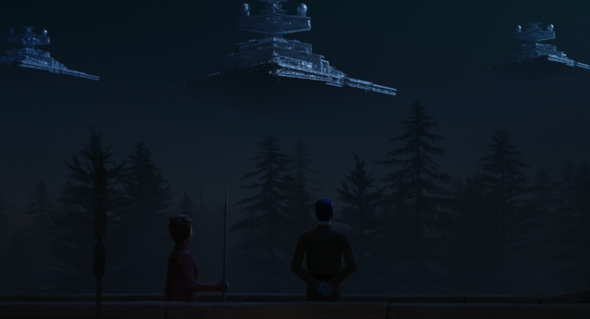 (L-R): Morgan Elsbeth and Thrawn in a scene from 'Star Wars: Tales of the Empire', exclusively on Disney+.