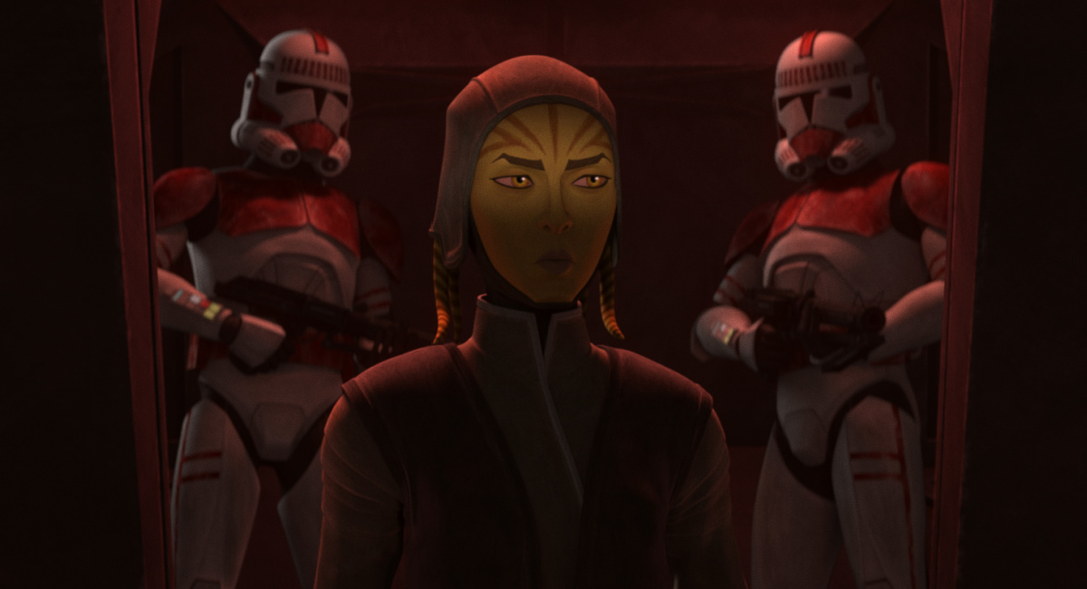 Fourth Sister (center) and clone troopers in a scene from 'Star Wars: Tales of the Empire', exclusively on Disney+.