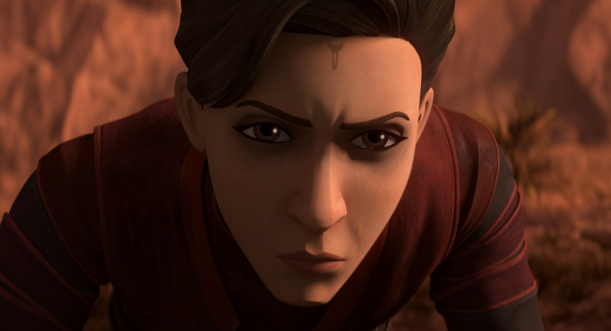 Morgan Elsbeth in a scene from 'Star Wars: Tales of the Empire', exclusively on Disney+.