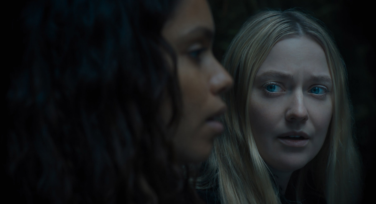 Georgina Campbell as Ciara and Dakota Fanning as Mina in New Line Cinema’s and Warner Bros. Pictures’ fantasy thriller 'The Watchers,' a Warner Bros. Pictures release.