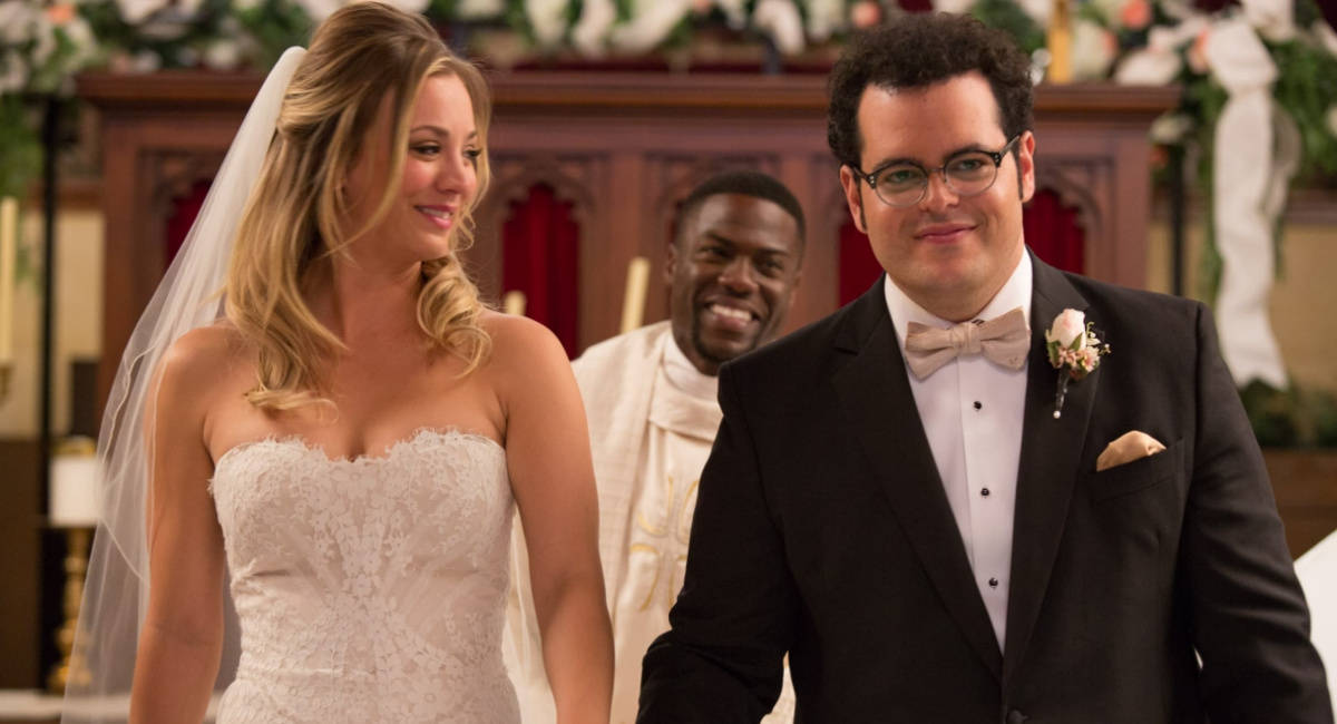 Kaley Cuoco, Kevin Hart and Josh Gad in 'The Wedding Ringer'.