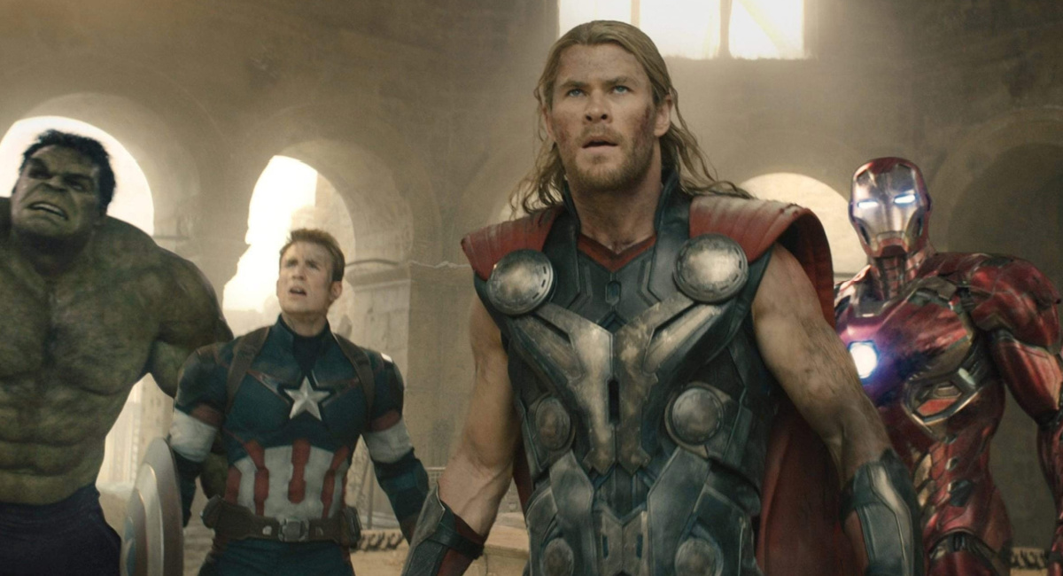 Mark Ruffalo, Chris Evans, Chris Hemsworth and Robert Downey Jr. in 'Avengers: Age of Ultron'.