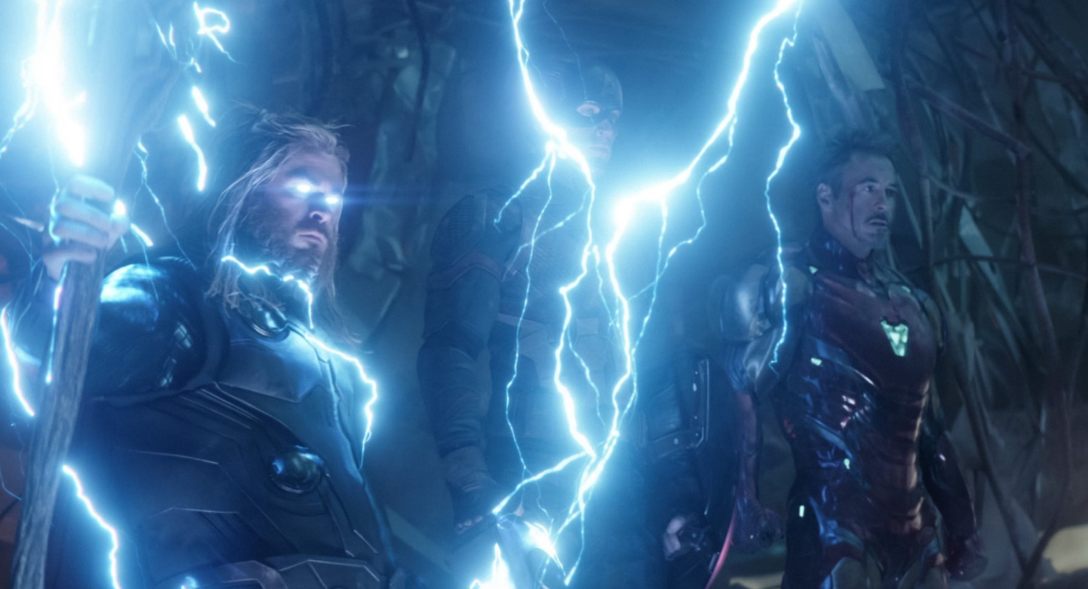 Chris Hemsworth, Chris Evans and Robert Downey Jr. in 'Avengers: Endgame'.