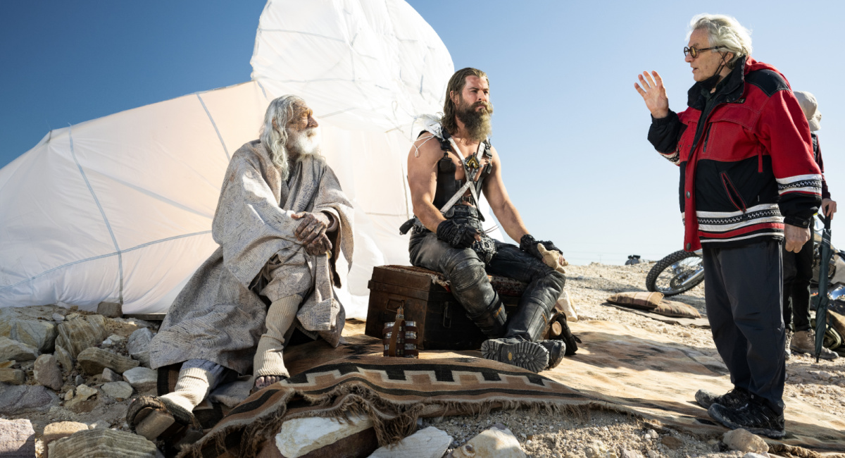 Chris Hemsworth and director George Miller on the set of Warner Bros. Pictures’ action adventure 'Furiosa: A Mad Max Saga,' a Warner Bros. Pictures release.