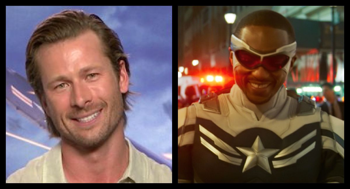 (Left) Glen Powell stars in Sony Pictures' 'Devotion'. (Right) Anthony Mackie as Falcon/Sam Wilson in Marvel Studios' 'The Falcon and the Winter Soldier' exclusively on Disney+. Photo courtesy of Marvel Studios. ©Marvel Studios 2021. All Rights Reserved.