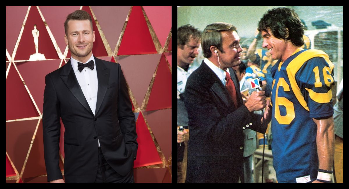 (Left) Actor Glen Powell arrives at The 89th Oscars® at the Dolby® Theatre in Hollywood, CA on Sunday, February 26, 2017. Credit/Provider: Michael Yada / ©A.M.P.A.S. Copyright: ©A.M.P.A.S. (Right) Warren Beatty in 1978's 'Heaven Can Wait'. Photo: Paramount Pictures.