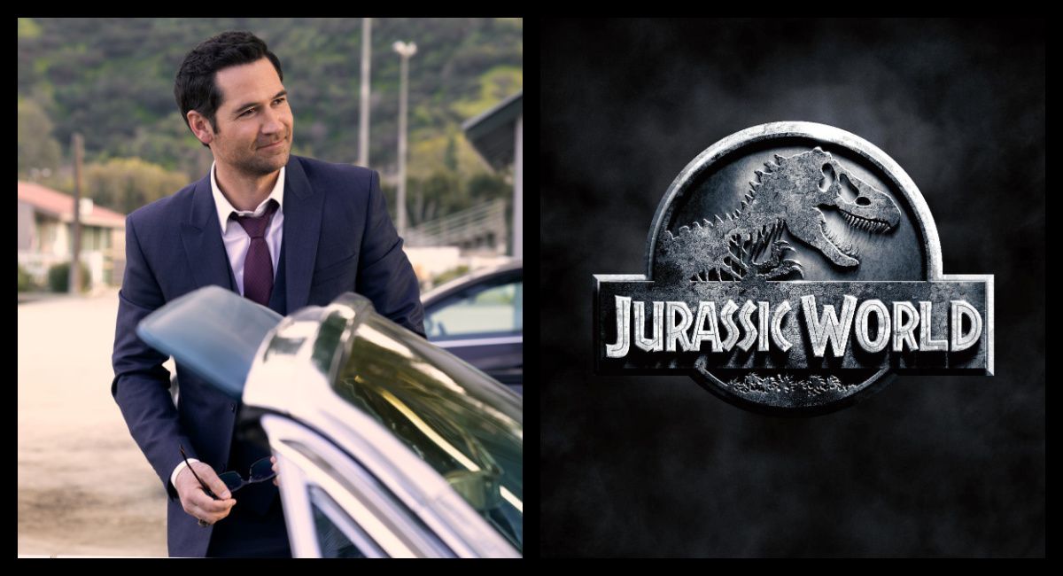 (Left) Manuel Garcia-Rulfo as Mickey Haller in 'The Lincoln Lawyer.' Photo: Lara Solanki/Netflix © 2023. (Right) 'Jurassic World'. Photo: Universal Pictures.