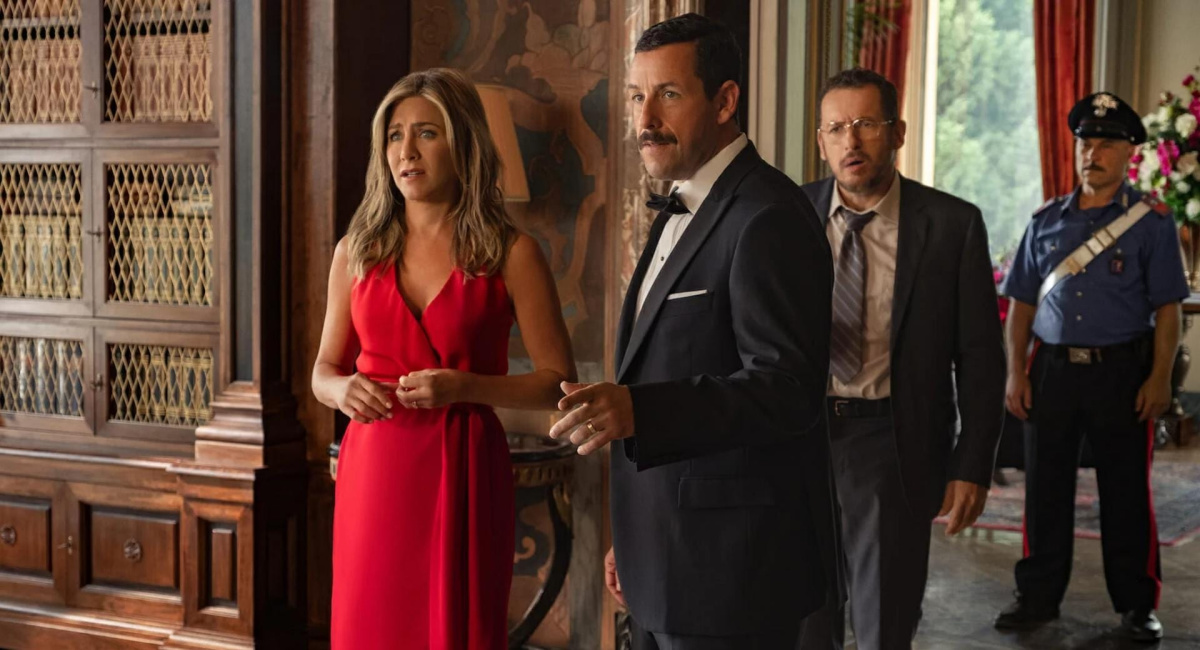 Jennifer Aniston and Adam Sandler in 'Murder Mystery'.