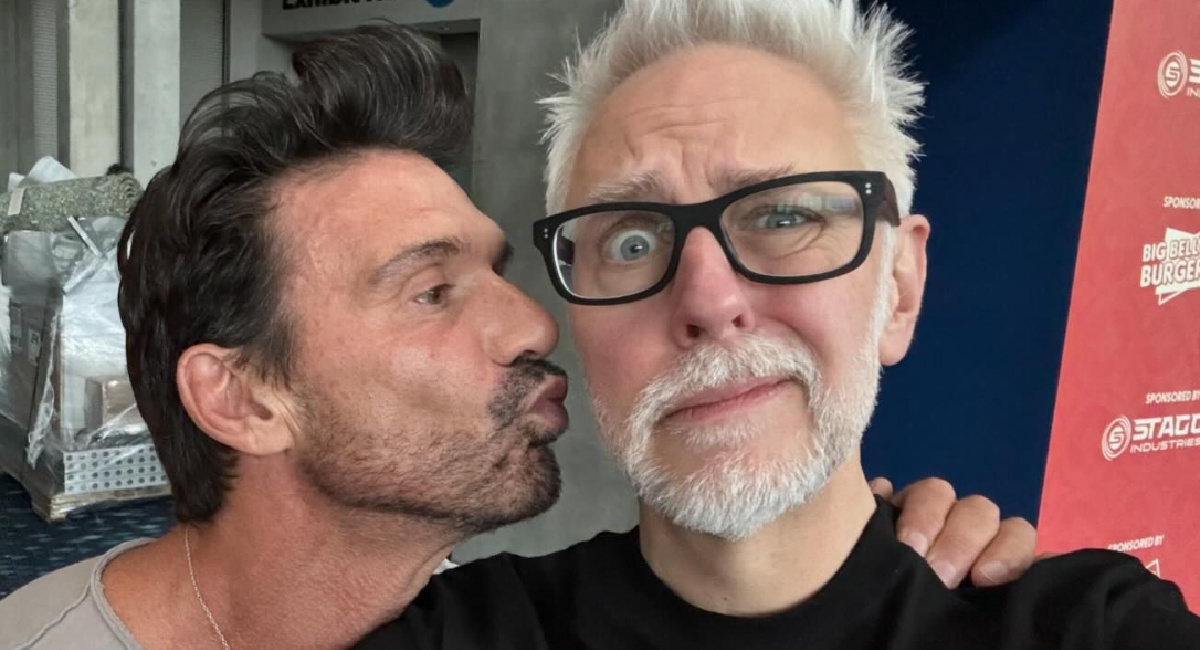 Frank Grillo and director James Gunn on the set of 'Peacemaker' season 2.