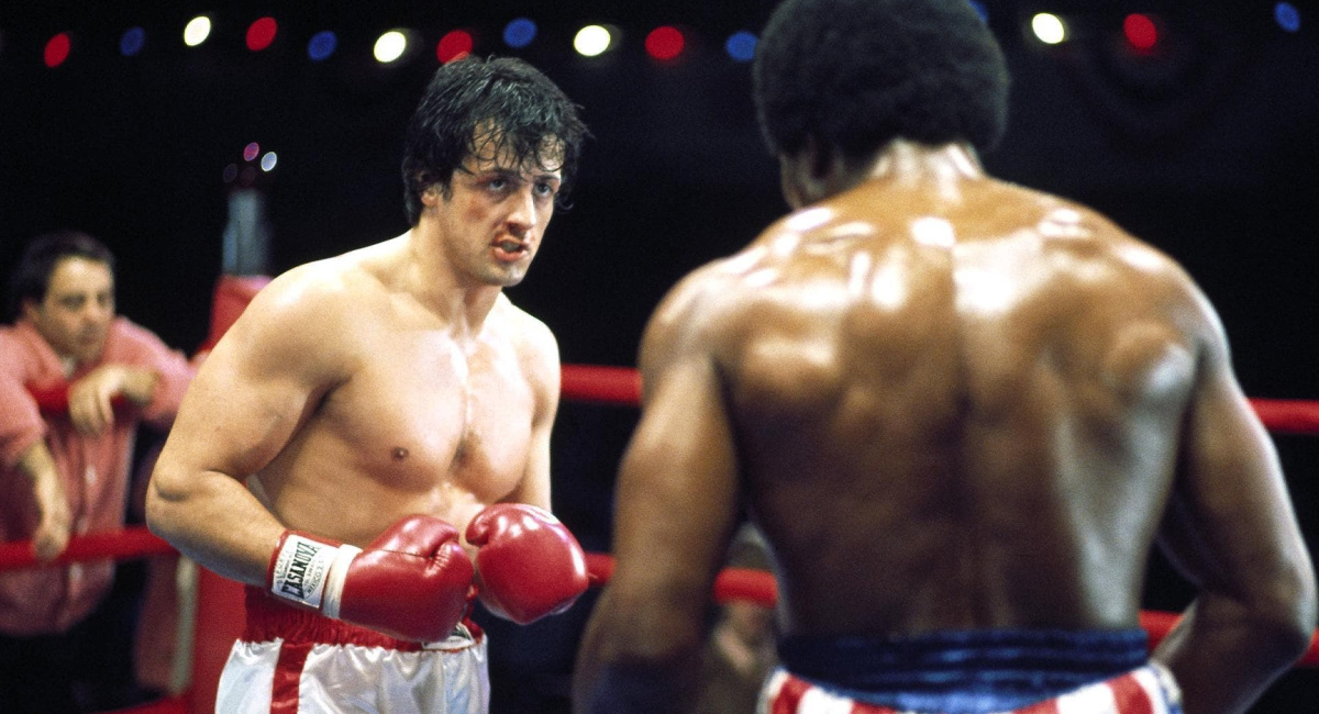 Sylvester Stallone and Carl Weathers in 'Rocky'.