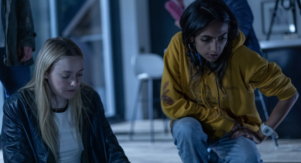 Dakota Fanning and Director/Writer Ishana Shyamalan on the set of New Line Cinema’s and Warner Bros. Pictures’ fantasy thriller 'The Watchers,' a Warner Bros. Pictures release.