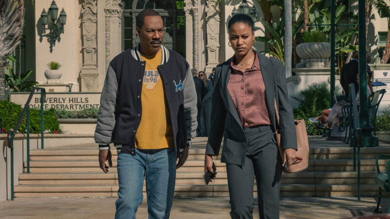 Eddie Murphy as Axel Foley and Taylour Paige as Jane Saunders in 'Beverly Hills Cop: Axel F.'