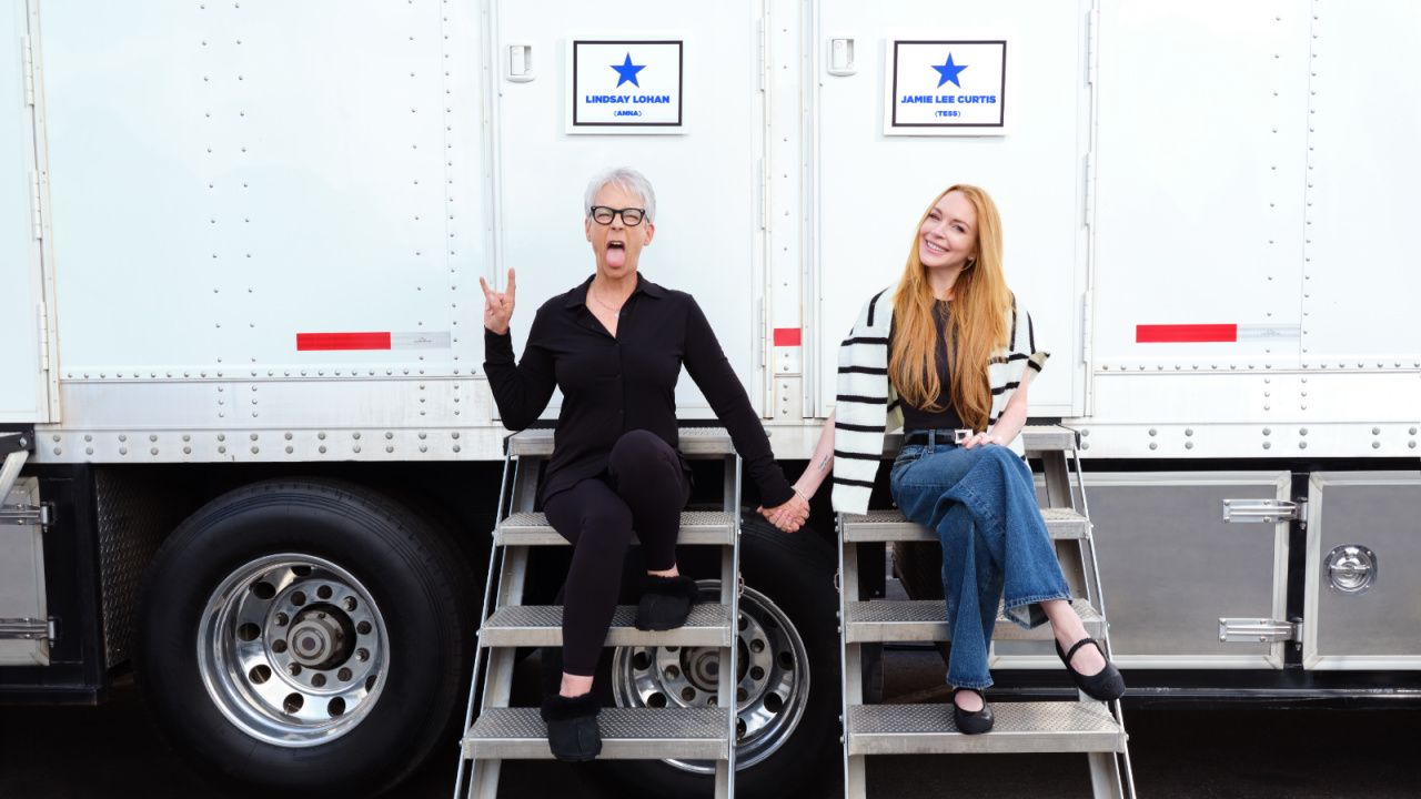 Jamie Lee Curtis and Lindsay Lohan on the set of the sequel to 'Freaky Friday'.