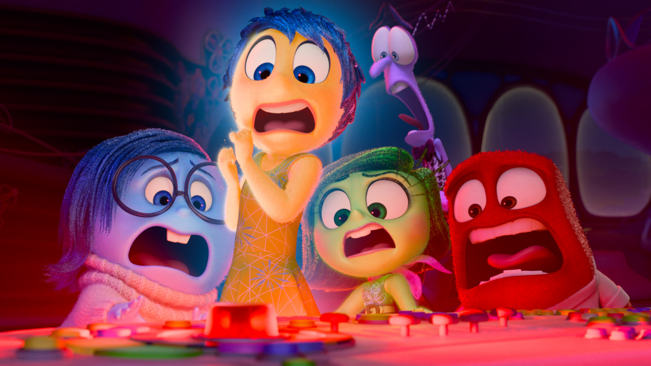 In Disney and Pixar's “Inside Out 2,” Joy (voice of Amy Poehler), Sadness (voice of Phyllis Smith), Anger (voice of Lewis Black), Fear (voice of Tony Hale), and Disgust (voice of Liza Lapira) son woke up to an alarming reality: everything is changing now that Riley is 13 years old.  Directed by Kelsey Mann and produced by Mark Nielsen, 'Inside Out 2' opens only in theaters in summer 2024. © 2023 Disney/Pixar.  All rights reserved.