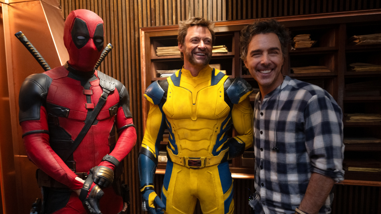 Ryan Reynolds, Hugh Jackman, and Director Shawn Levy on the set of Marvel Studios' 'Deadpool & Wolverine'.