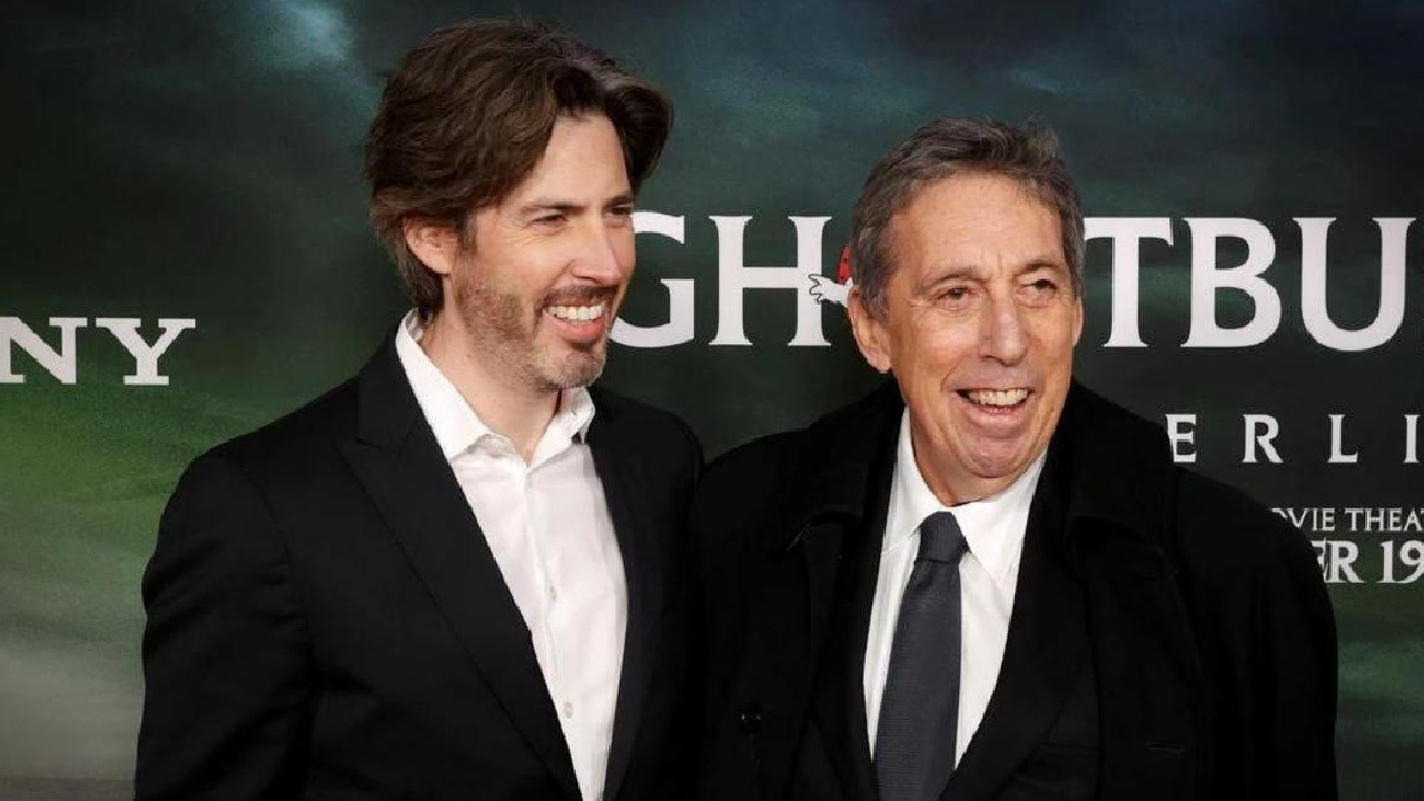 Jason Reitman and Ivan Reitman at Premiere of 'Ghostbusters: Afterlife.'