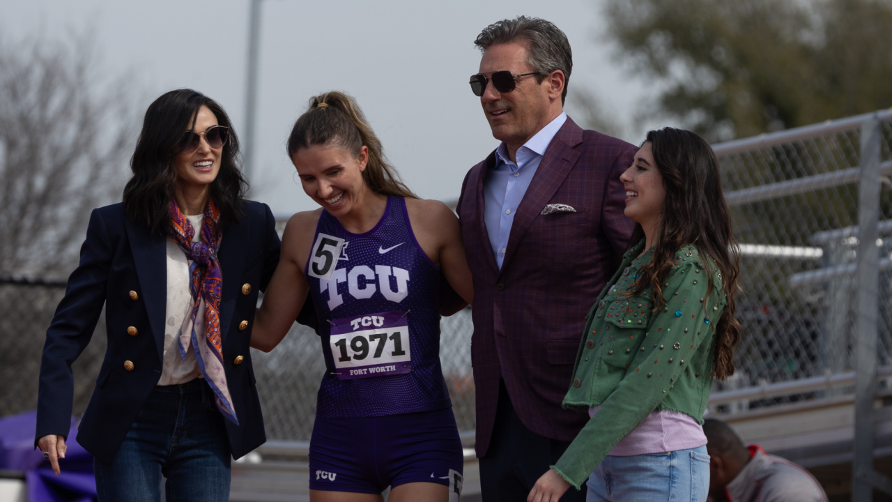 Demi Moore as Cami Miller, Dani Raen as Grace Miller, Jon Hamm as Monty Miller, and Rylie Rodriguez as Monty’s daughter in season 1, episode 2 of 'Landman' streaming on Paramount+.