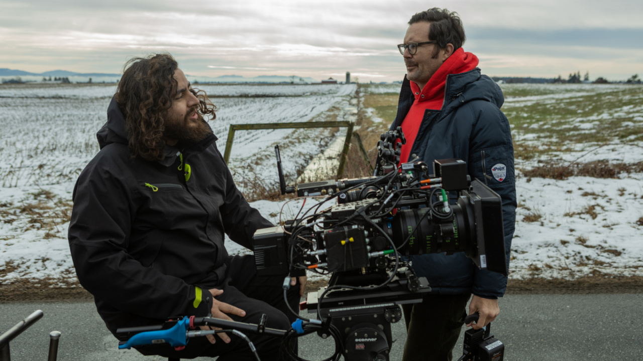 Cinematographer Andrés Arochi and director Osgood Perkins on the set of 'Longlegs'.